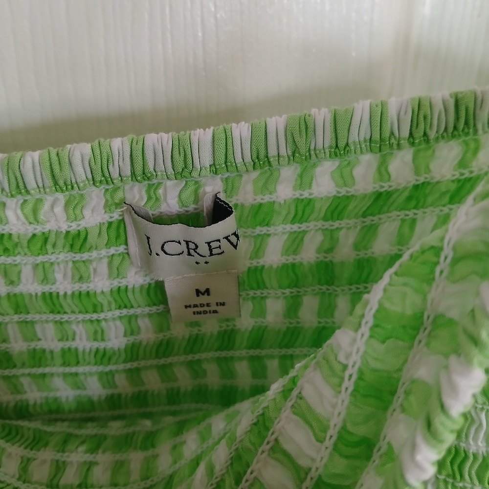 J Crew Lime Green Gingham Sundress with Smocked Bodice Tiered Skirt Midi Resort - Picture 5 of 9